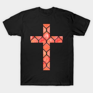 Peach Easter Cross Design T-Shirt